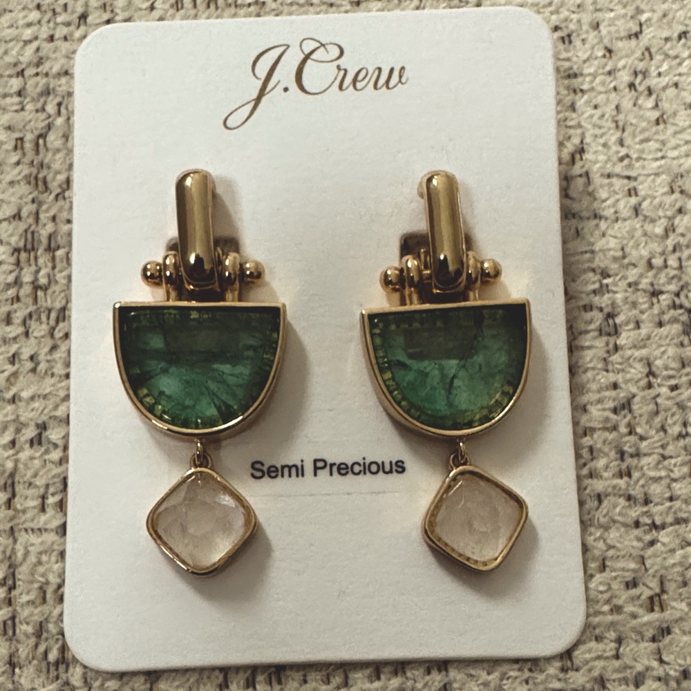 J. Crew Green and Gold Drop Earrings - Picture 3 of 5